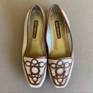 Enzo Agliolini Canvas and Leather Flats Size 7M